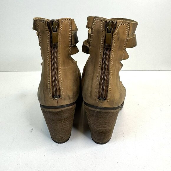 Free People Hybrid Heel Booties Women’s Size 10 EU 41 Tan Leather Ankle Boots - Picture 5 of 11